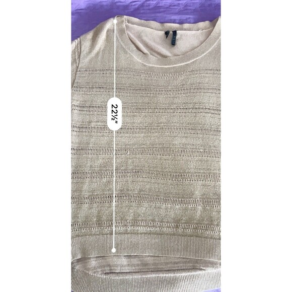 GUESS Vesper High Low Stripe Sweater Pullover Knit Top Metallic Rose Gold XS - Picture 10 of 16